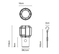 Baladeuse, d'extérieur, Chispa, noir, IP44, LED, 2700K, 110lm, Ø10cm, H17,8cm - Marset