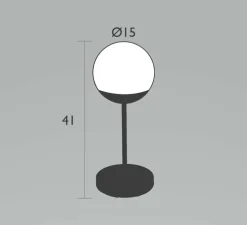 Baladeuse, Lampe à poser H41 MAX carbone, Mooon! IP44, dim, 2700K-4000K, 200lm-300lm, Ø15cm, H41cm - Fermob