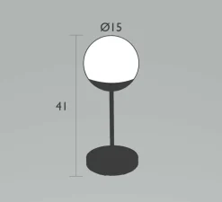 Baladeuse, Lampe H41 gris argile, Mooon! IP44, dim, 3000K-6000K, 150lm, Ø15cm, H41cm - Fermob