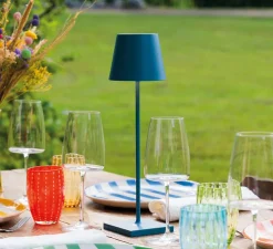 Baladeuse, Poldina, Bleu avio, IP65, LED, dim, 2200-3000K, 256 lm, Ø11cm, H38cm - Zafferano