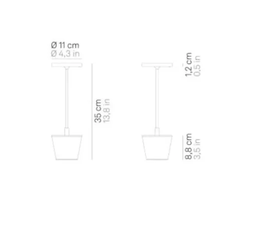 Baladeuse, Poldina Reverso, Corten, IP54, LED, dim, 2200-2700-3000K, 241-250-262 lm, Ø11cm, H35cm - Zafferano