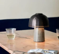 Baladeuse, Raku, beige gris et bronze, dimmable, Ø16cm, H21cm - Andtradition