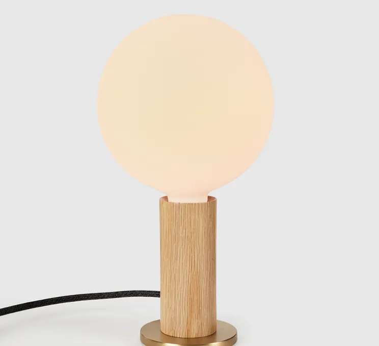 Base pour lampe, Knuckle, chêne, laiton, Ø8,5cm, H12,5cm - Tala