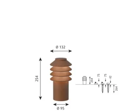 Borne, Bysted Garden, court, pièce d'ancrage sans adaptateur, corten, IP65, LED, 3000K, lm, Ø13,2cm, H25,4cm - Louis Poulsen