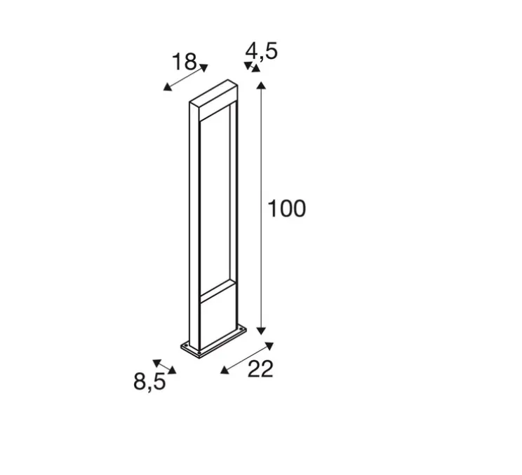 Borne, Flatt 100, anthracite, IP65, LED, 3000-4000 K, 400 lm, L18cm, H100cm - SLV