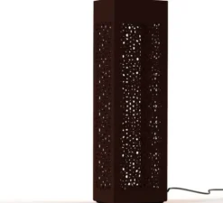 Borne, Hogar Moucharabieh N°7, avec prise électrique, rouille, IP67, LED, 2700K, 2376 lm, L25cm, H81,4cm - Roger Pradier