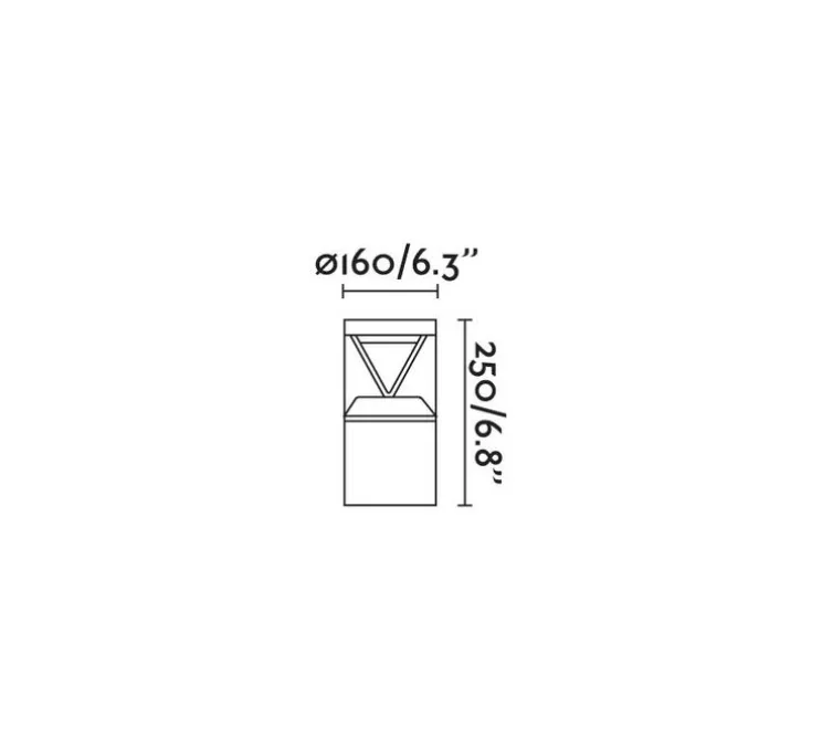 Borne, Rush 250, gris foncé, IP65, LED, 2700K, 980 lm, Ø16cm, H25cm - Faro
