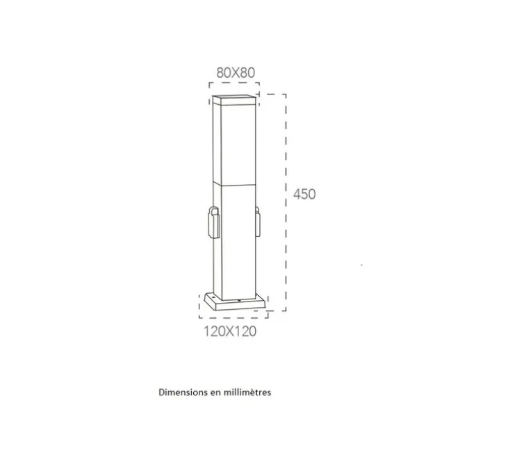 Borne, Station, gris, IP44, Ø12cm, H45cm - Nedgis