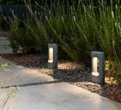 Borne, Totem 285, gris, IP55, LED, 2700K, 370 lm, L15cm, H28,5cm - Faro