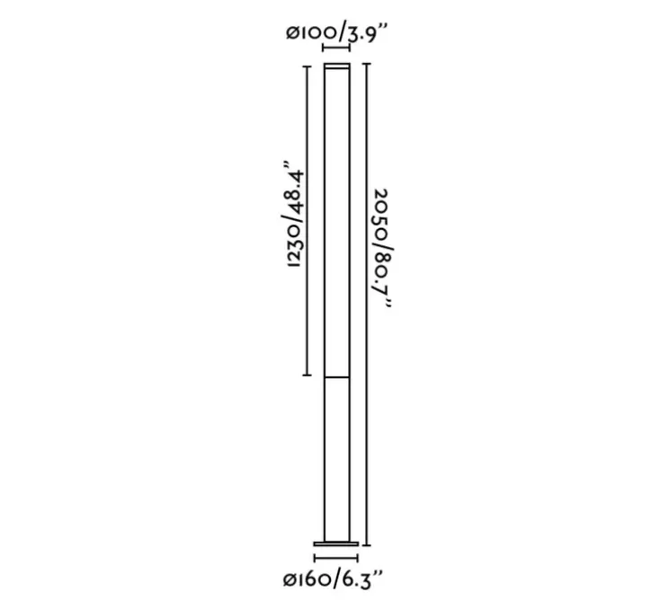 Borne, Tura 2050, gris foncé, IP65, LED, 3000K, 4784 lm, Ø16cm, H205cm - Faro
