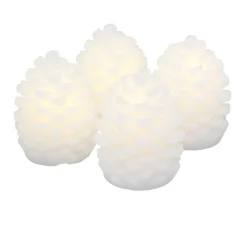 Bougie, cire, Pomme de Pin, Clara SET 4 pièces, blanc, LED, Ø5,8cm, H7cm - Sirius