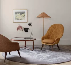 Lampadaire, 9602, saule, osier, laiton, Ø63cm, H152cm - Gubi