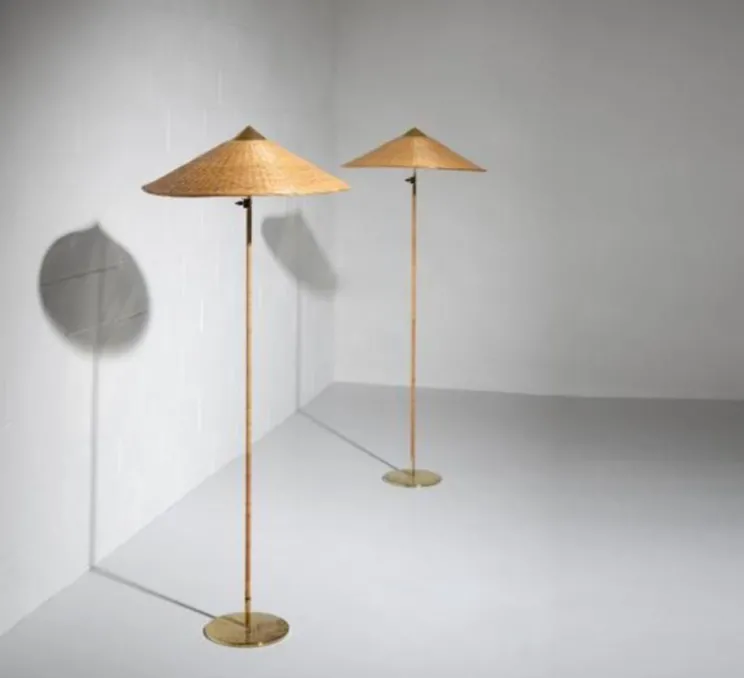 Lampadaire, 9602, saule, osier, laiton, Ø63cm, H152cm - Gubi