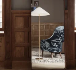 Lampadaire, 9602, toile, laiton, Ø24cm, H152cm - Gubi