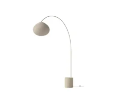 Lampadaire, Acorn, crème mat, abat-jour sable, base travertin, câble crème, Ø50cm, H243,2cm - Bolia