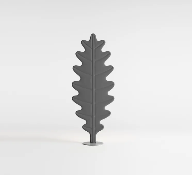 Lampadaire acoustique, Eden F2 feuille de chêne, gris fumé, LED, 2700K, 3500 lm, L70cm, H180cm - Rotaliana