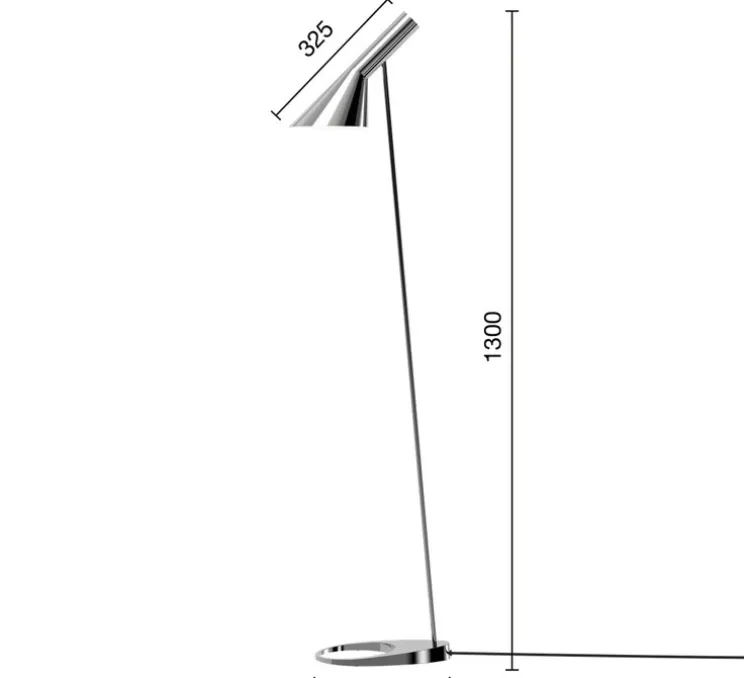Lampadaire, AJ, acier inoxydable, L32,5cm, H130cm - Louis Poulsen