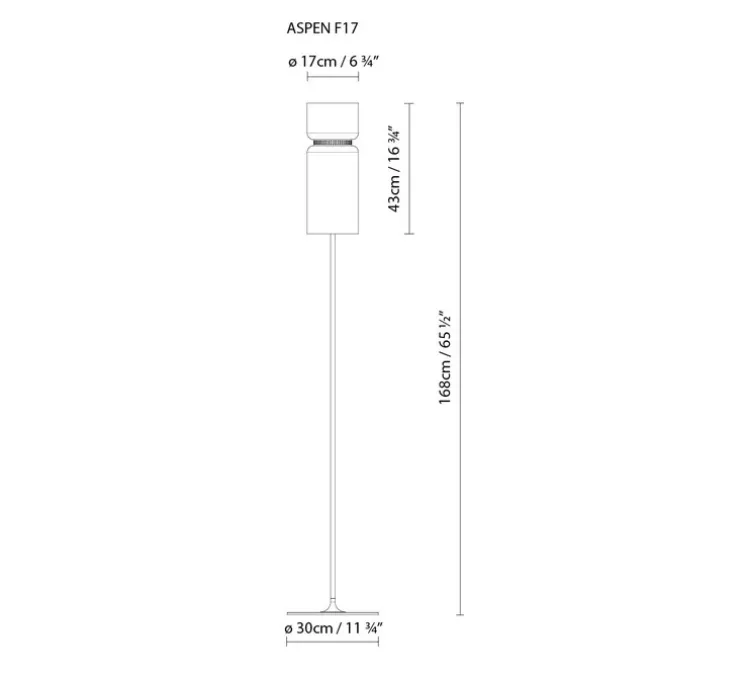 Lampadaire, Aspen, F17, citron, gris, H170cm - B-LUX