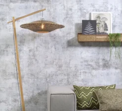Lampadaire, Bali M, naturel et noir, L36cm, H176cm - Good&Mojo