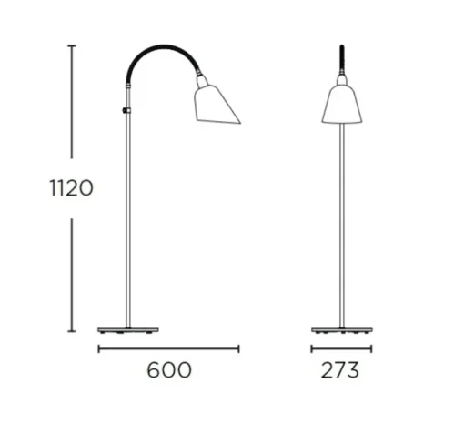 Lampadaire, BELLEVUE, noir, laiton, H130cm - Andtradition