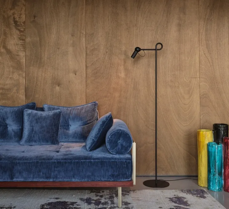 Lampadaire, Bird, noir, LED, dim, 2700K, 660 lm, L23cm, H126cm - KDLN