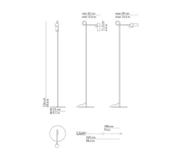 Lampadaire, Bird, noir, LED, dim, 2700K, 660 lm, L23cm, H126cm - KDLN