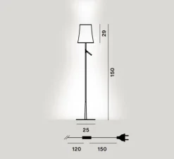 Lampadaire, Birdie Lettura, blanc, Ø25cm, H150cm - Foscarini