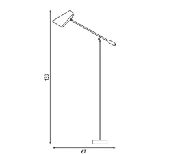 Lampadaire, Birdy, noir, laiton, H133cm, L67cm - Northern