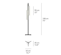 Lampadaire, Black Note TR, hêtre, métal finition noir mat, LED, 3000K, 858lm, L35cm, H188cm - LZF