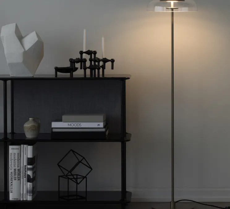 Lampadaire, Blossi, or, transparent, Ø29cm, H120cm - Nuura