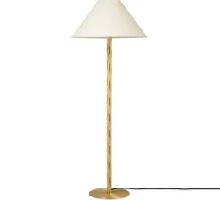 Lampadaire, Candy, laiton satiné, abat-jour chinette blanche, Ø52cm, H143cm - CVL