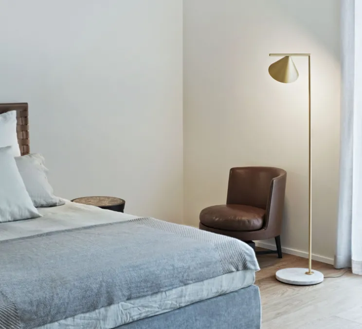 Lampadaire, Captain Flint, laiton, LED, 2700K, 557lm, Ø37,3cm, H153cm - Flos
