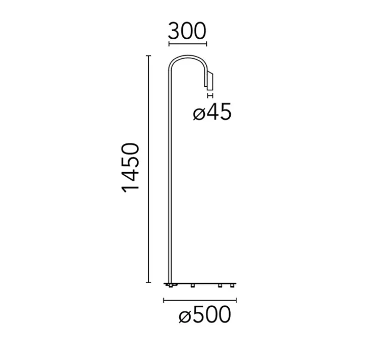 Lampadaire, Caule 3, noir, IP66, LED, dim, 2700K, 282 lm, Ø50cm, H140cm - Flos