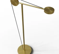 Lampadaire, Cercle Et Trait, liseuse sur pied, laiton satiné, LED, dim, 2700K, 850 lm, L60cm, H112cm - CVL