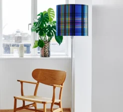 Lampadaire, Chennai cobalt, barre argent, Ø42cm, H168cm - Ebb and Flow