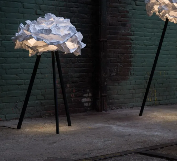 Lampadaire, Cloud, blanc, pied noir, H109cm - Proplamp