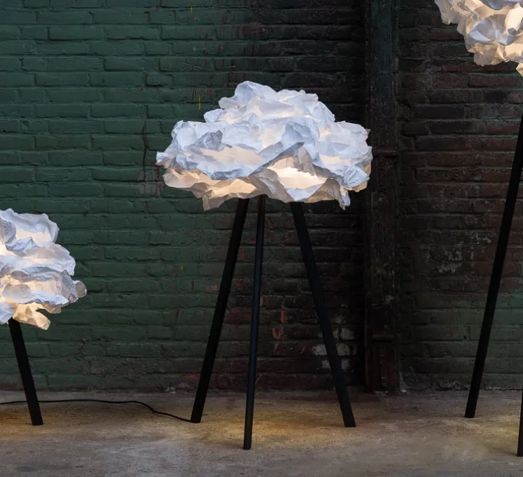 Lampadaire, Cloud, blanc, pied noir, H109cm - Proplamp
