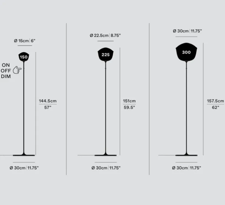Lampadaire, Contour 150, jaune citrine, LED, dim, 1800-3000K, Ø30cm, H144,5cm - A-N-D