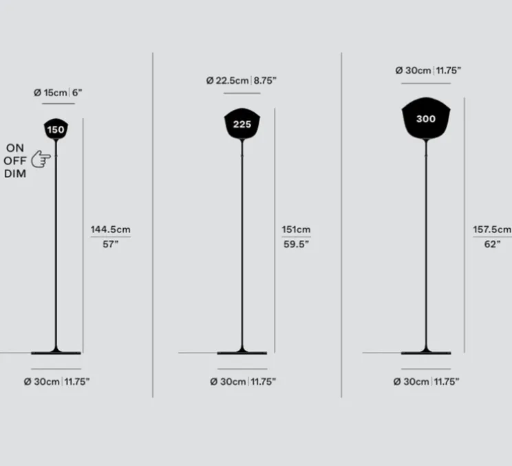 Lampadaire, Contour 300, jaune citrine, LED, dim, 1800-3000K, Ø30cm, H157,5cm - A-N-D