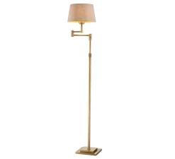 Lampadaire, Corbin, laiton brossé, abat-jour lin, L38cm, H158,5cm - Eichholtz