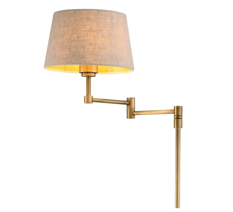 Lampadaire, Corbin, laiton brossé, abat-jour lin, L38cm, H158,5cm - Eichholtz