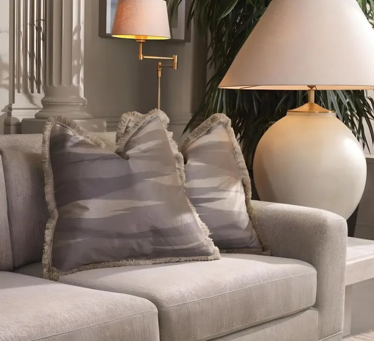 Lampadaire, Corbin, laiton brossé, abat-jour lin, L38cm, H158,5cm - Eichholtz