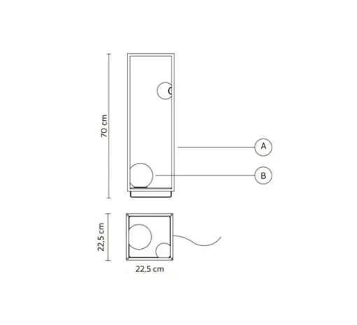 Lampadaire d'extérieur, Abachina, blanc, IP65, LED, 3000k, 410 lm, Ø22,5cm, H70cm - Karman