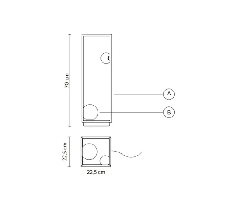 Lampadaire d'extérieur, Abachina, blanc, IP65, LED, 3000k, 410 lm, Ø22,5cm, H70cm - Karman