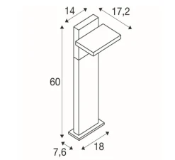 Lampadaire d'extérieur, Abridor, anthracite, IP65, LED, 2200-2700K, 650 lm, L19,6cm, H60cm - SLV