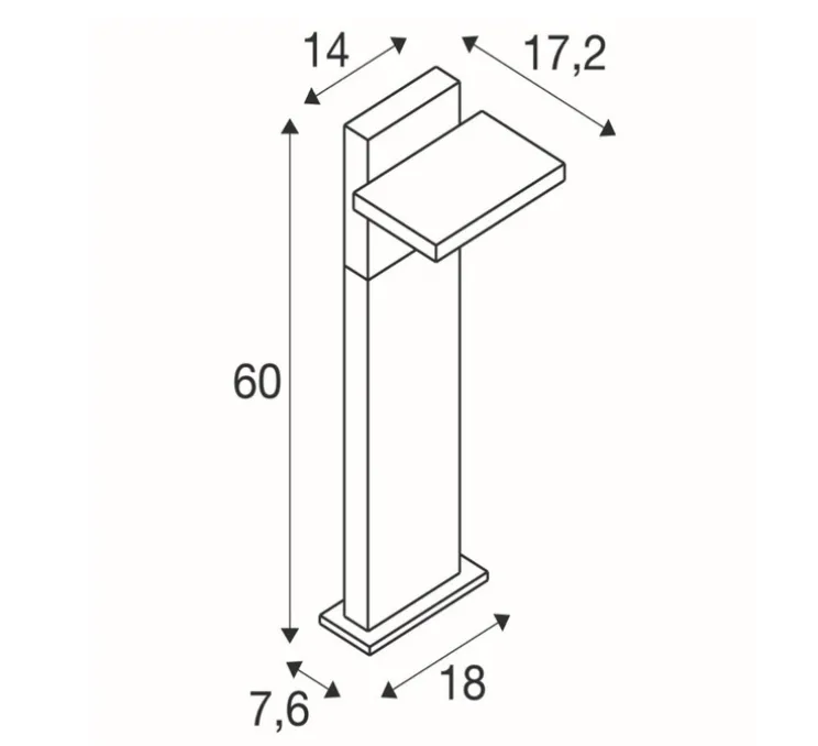Lampadaire d'extérieur, Abridor, anthracite, IP65, LED, 2200-2700K, 650 lm, L19,6cm, H60cm - SLV