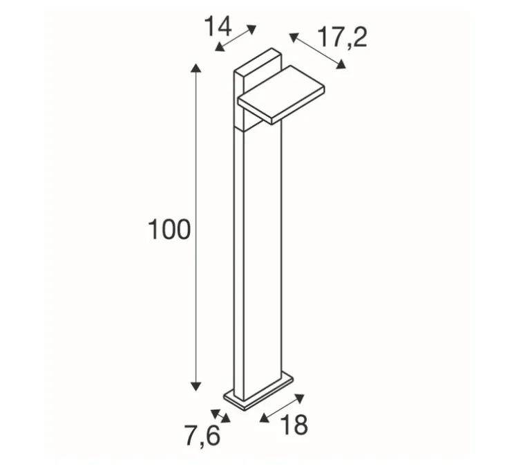 Lampadaire d'extérieur, Abridor, anthracite, IP65, LED, 2200-2700K, 650 lm, L19,6cm, H100cm - SLV