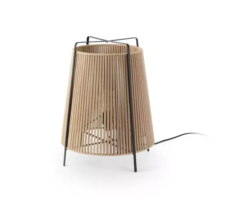 Lampadaire d'extérieur, Akane, beige et noir mat, IP44, Ø46cm, H59cm - Faro