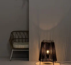 Lampadaire d'extérieur, Akane, marron foncé et noir mat, IP44, Ø46cm, H59cm - Faro