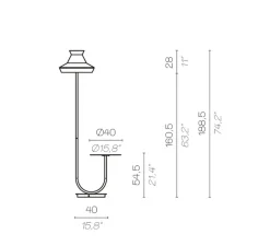 Lampadaire d'extérieur, Calypso FL Outdoor GUADALOUPE, sel et poivre, IP65,Ø40cm, H186,5cm - Contardi
